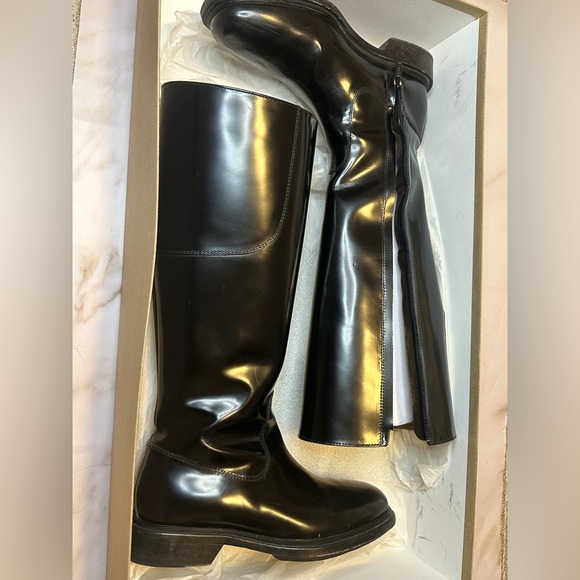 SALE🔥 Authentic APC Charlie Knee-High Boots in Black Shiny Leather - Picture 3 of 6